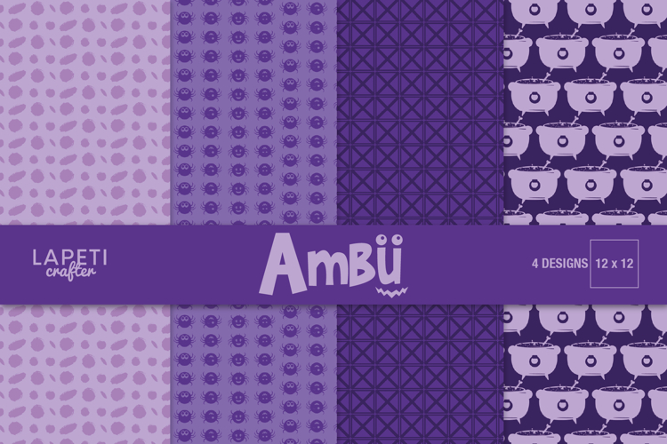 Purple Halloween Digital Papers, Spooky Pattern Backgrounds