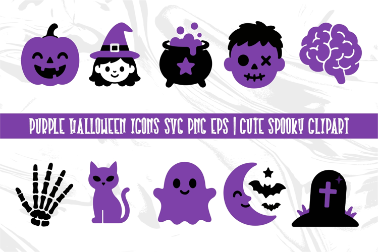 Purple Halloween Icons SVG PNG EPS | Cute Spooky Clipart