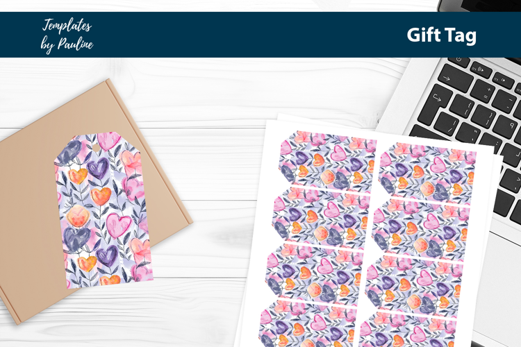 Purple Heart Gift Tag Sheet, Printable Heart Product Label