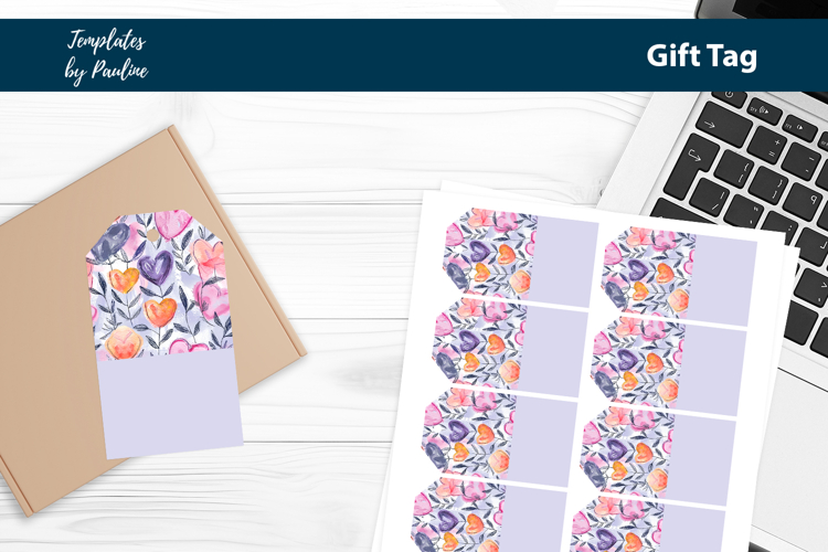 Purple Heart Gift Tag Sheet, Printable Heart Product Label