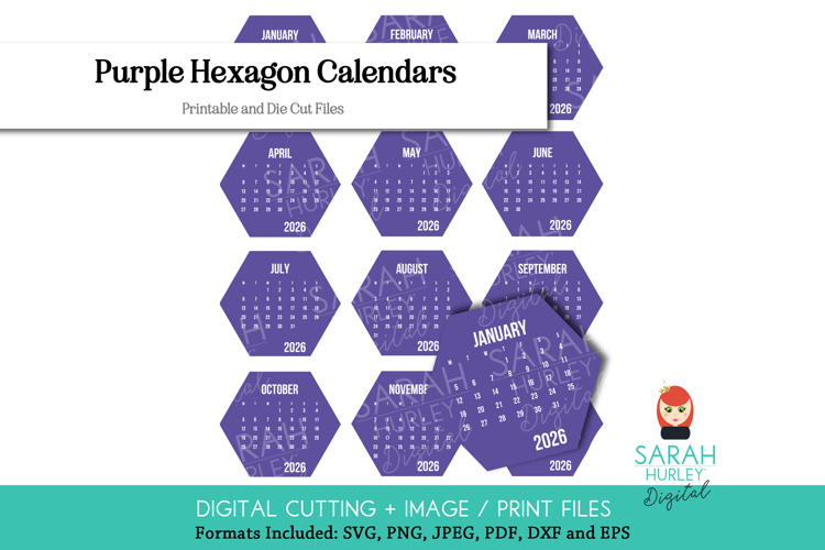 2026 Purple Hexagon Calendars Bundle by Sarah Hurley