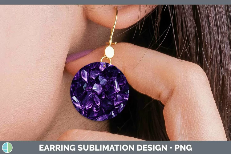Purple Holographic Round Earrings Sublimation Earrings Desig
