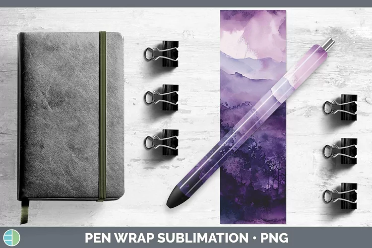 Purple Landscape Pen Wrap Sublimation Epoxy Pen Designs