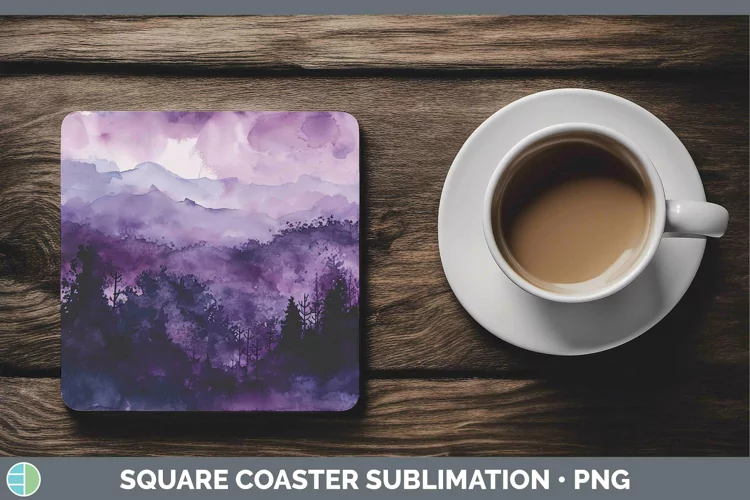 Purple Landscape Square Coaster Sublimation Coaster Designs