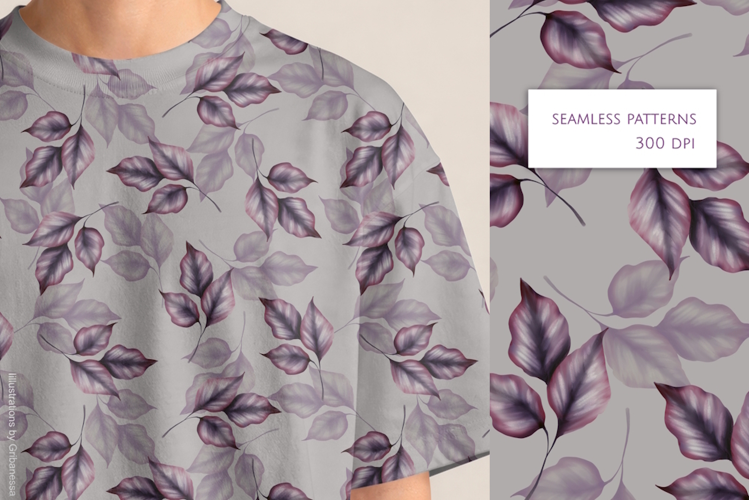 Purple Leaves Seamless Pattern