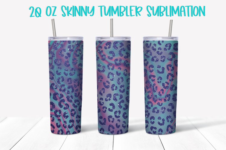20 oz Skinny Tumbler Purple Leopard Sublimation PNG