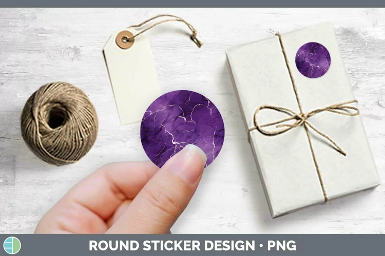 Purple Marble Stickers | Round Labels Designs