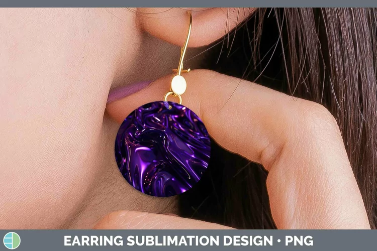 Purple Opalescent Round Earrings Sublimation Earrings Design