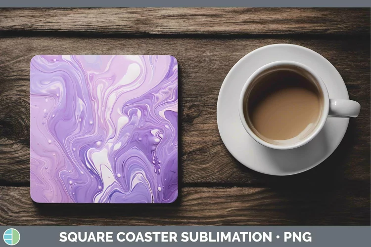 Purple Paint Pour Square Coaster Sublimation Coaster Designs