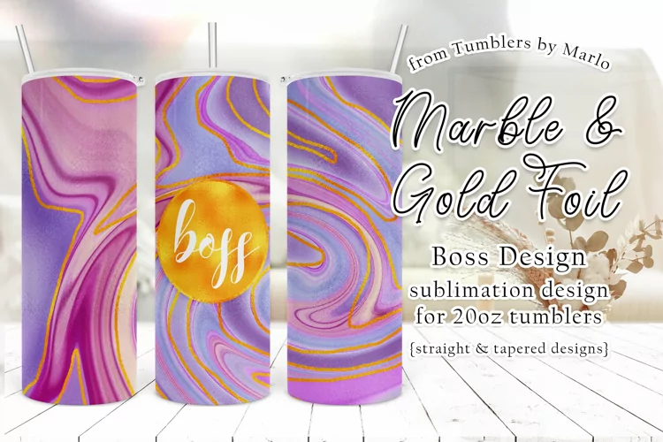 Pink Purple Marble and Gold 20oz Boss Tumbler