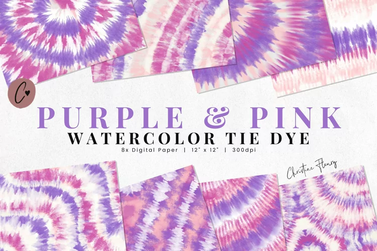 Purple & Pink Watercolor Tie Dye Sublimation Digital Paper