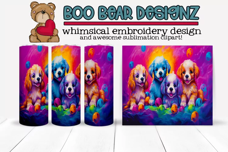 Christmas Puppies Sublimation tumbler design