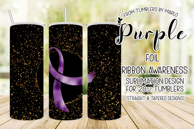 Purple Foil Ribbon 20oz Tumbler Sublimation