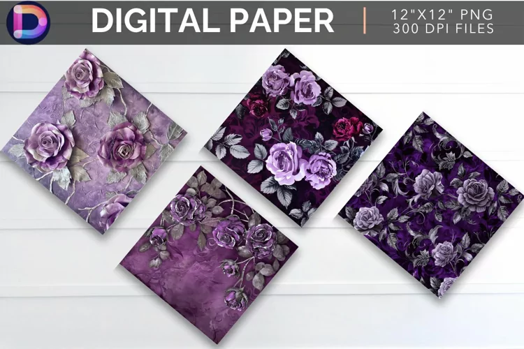 Purple Roses Digital Paper