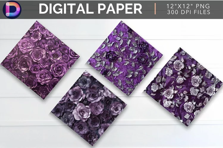 Purple Roses Digital Paper