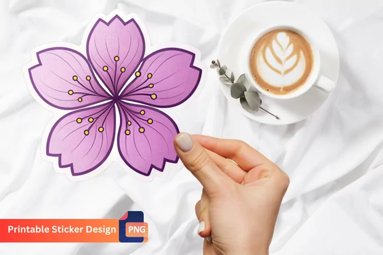 Purple Sakura Sticker, Sakura Blossom Art, Floral Sticker