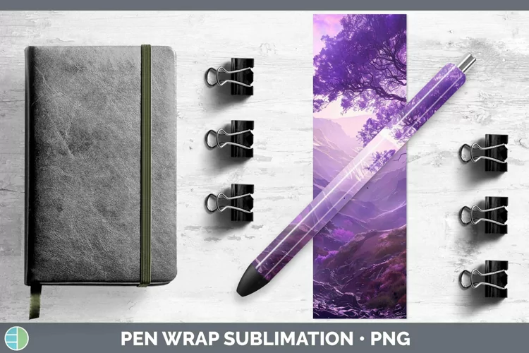 Purple Scenic View Pen Wrap Sublimation Epoxy Pen Designs