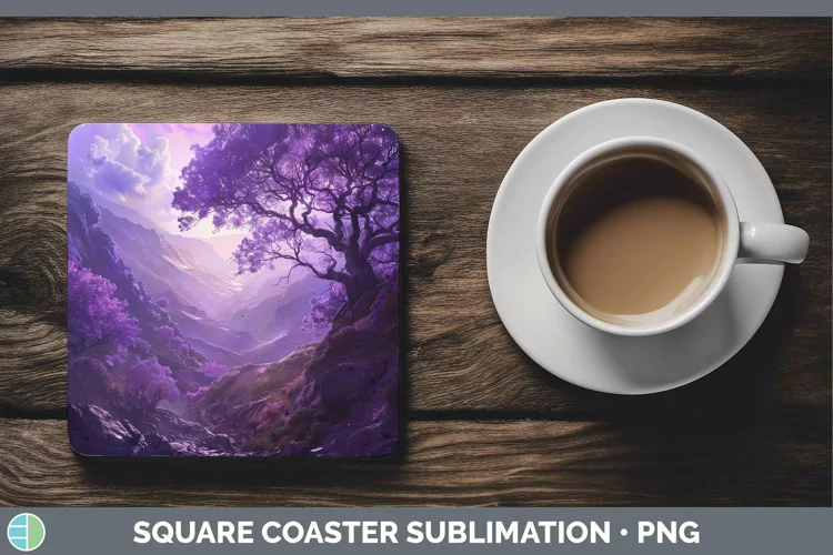 Purple Scenic View Square Coaster Sublimation Coaster Design