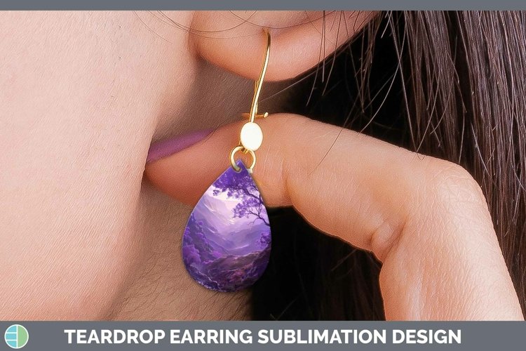 Purple Scenic View Teardrop Earrings Sublimation Earrings De