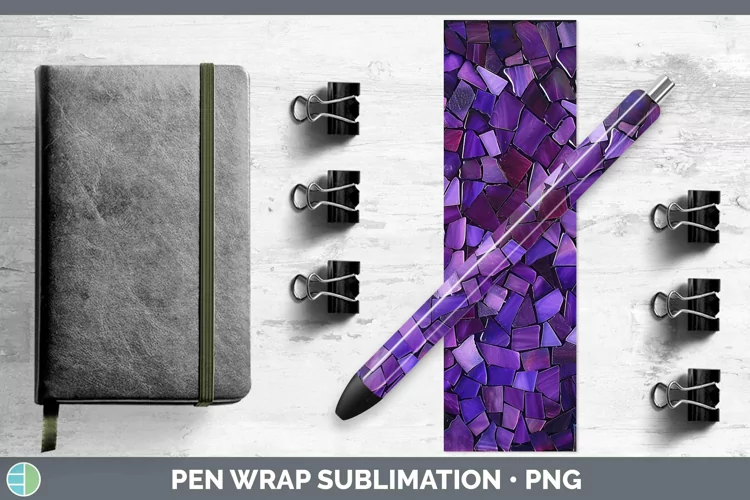 Purple Stained Glass Pen Wrap Sublimation Epoxy Pen Designs