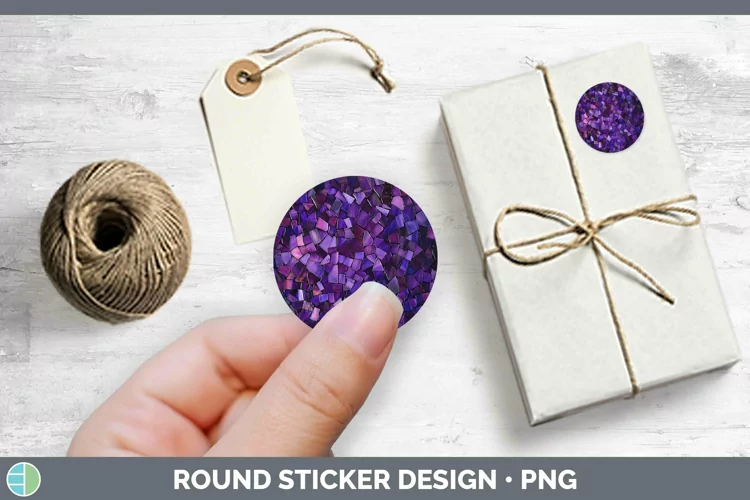 Purple Stained Glass Stickers | Round Labels Designs