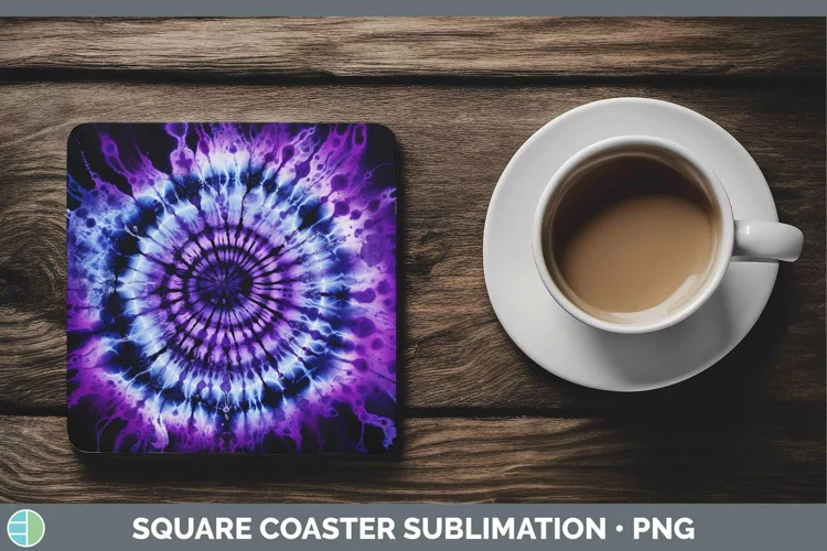Purple Tie Dye Square Coaster Sublimation Coaster Designs