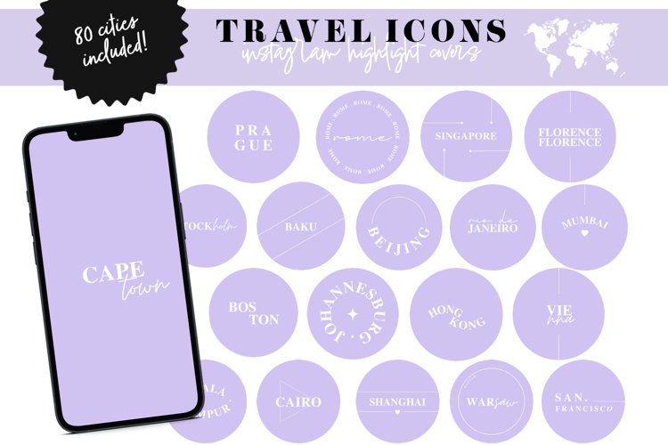 purple travel instagram highlight covers