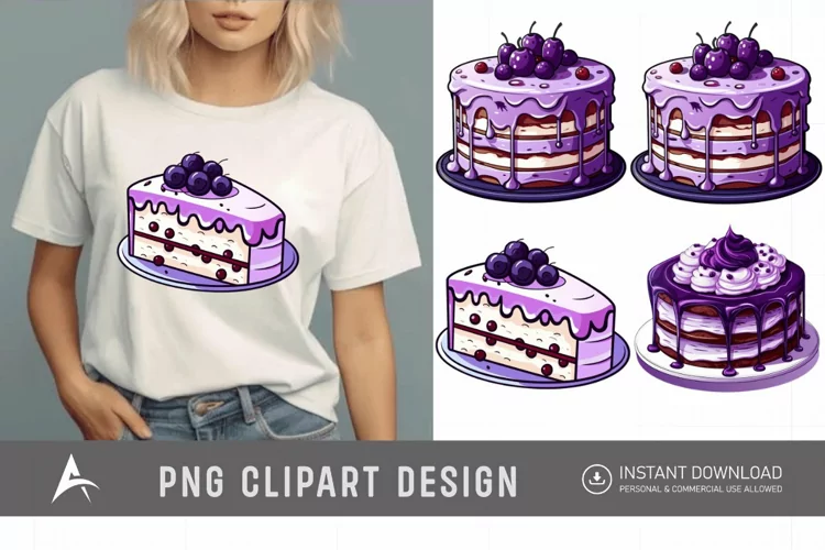 Watercolor Purple Cakes Clipart