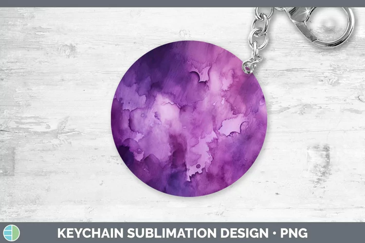 Purple Watercolor Keychain Sublimation Keyring Designs