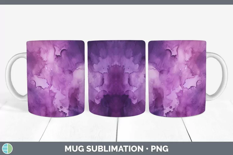Purple Watercolor Mug Wrap Sublimation Coffee Cup Designs