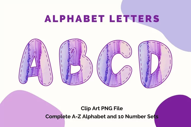 Watercolor Alphabet Letters Sublimation Digital Clipart