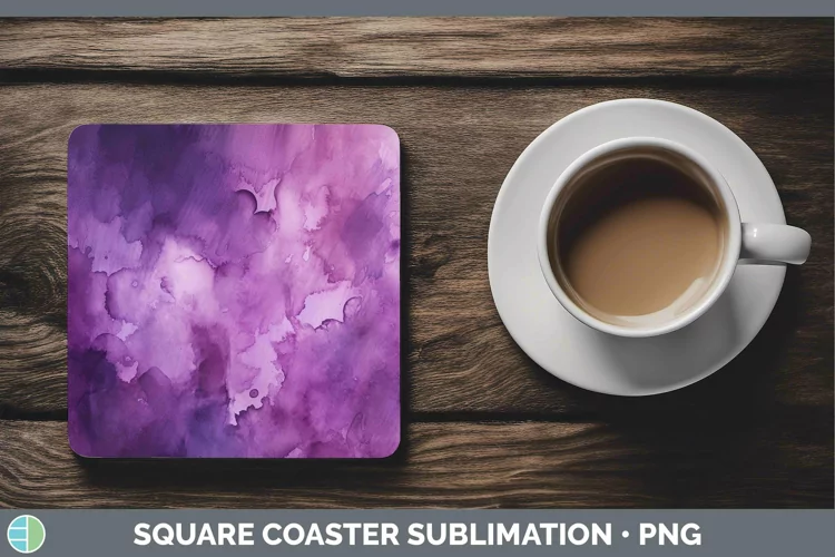 Purple Watercolor Square Coaster Sublimation Coaster Designs