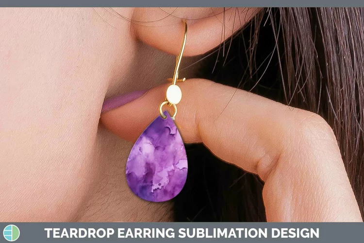 Purple Watercolor Teardrop Earrings Sublimation Earrings Des