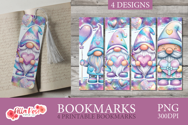 Holographic Valentine Gnomes | Printable Bookmarks
