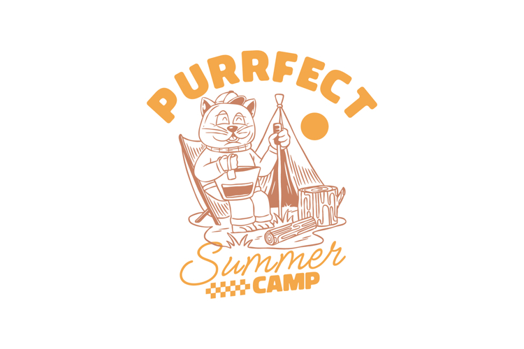 Purrfect Summer Camping T-shirt Design