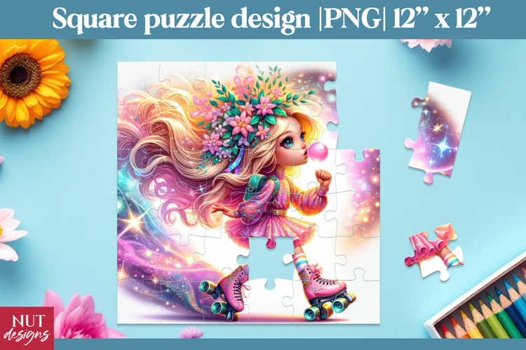 Roller Girl Kids puzzle Spring fashion girl Puzzle printable