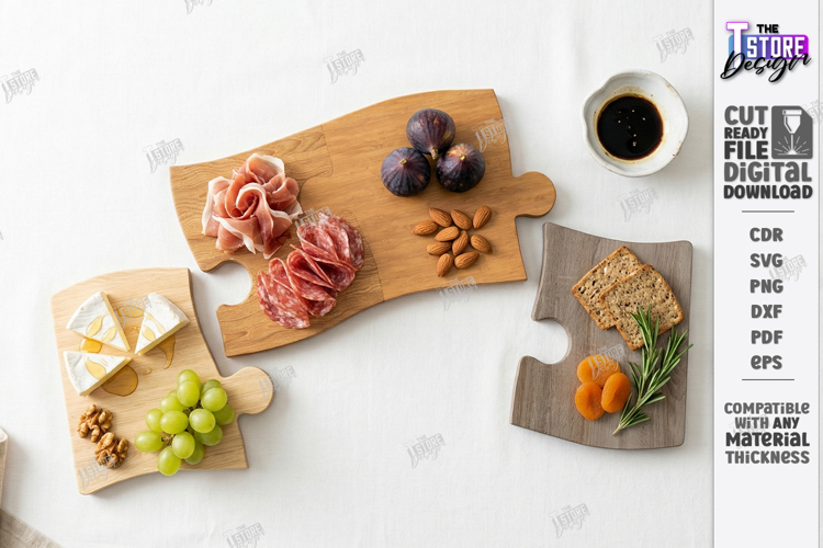 Puzzle Charcuterie Board Laser Cut| Serving Tray Kit | CNC