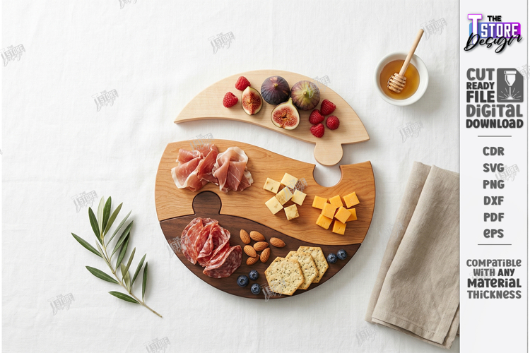 Puzzle Charcuterie Board Laser Cut| Serving Tray Kit | CNC
