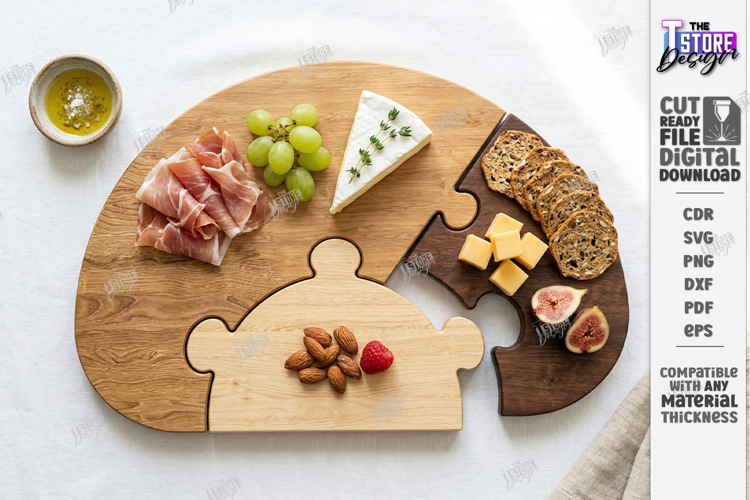 Puzzle Charcuterie Board Laser Cut| Serving Tray Kit | CNC