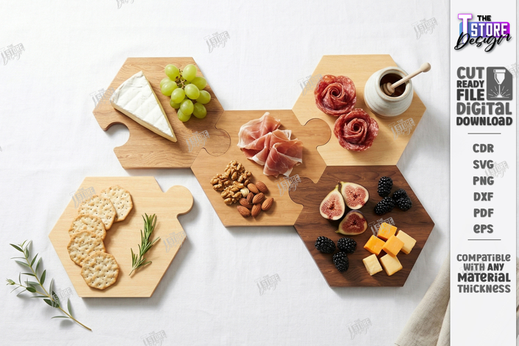 Puzzle Charcuterie Board Laser Cut| Serving Tray Kit | CNC