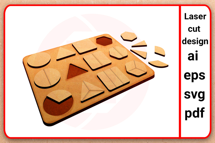 Laser cut SVG Montessori Geometric shapes puzzle template