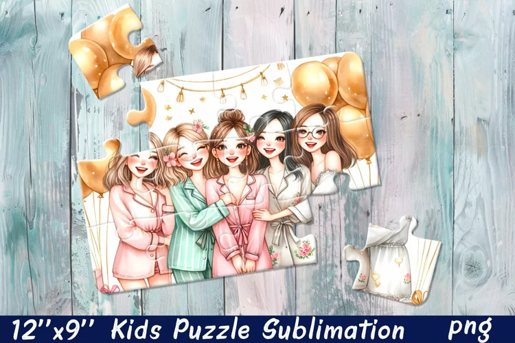 Girlfriends, party Puzzle Design. Girl puzzle sublimation