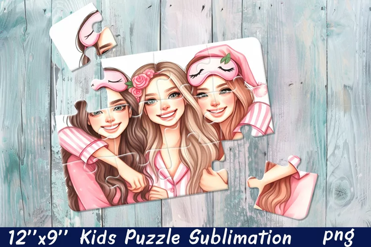 Girlfriends, party Puzzle Design. Girl puzzle sublimation