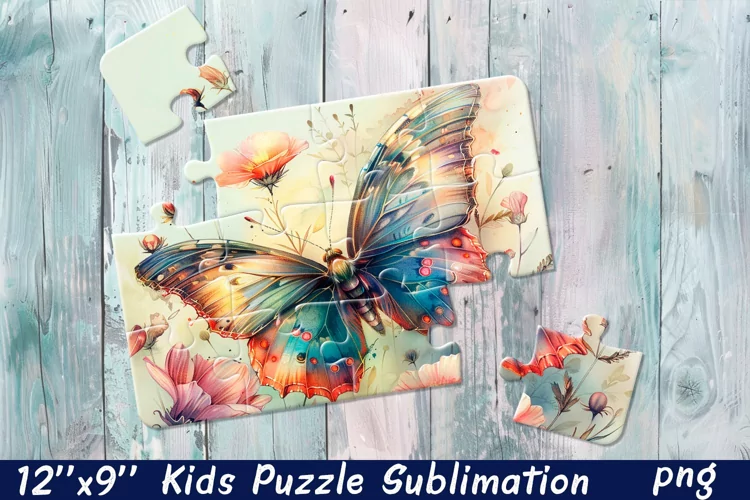 Butterfly in flowers| Summer Flower Sublimation Puzzle
