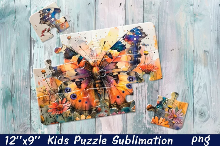 Butterfly in flowers| Summer Flower Sublimation Puzzle