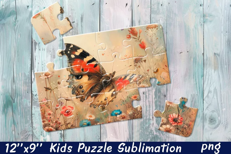 Butterfly in flowers| Summer Flower Sublimation Puzzle