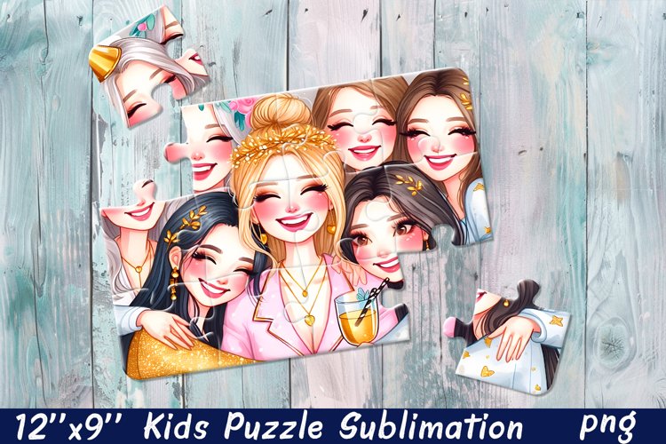 Girlfriends, party Puzzle Design. Girl puzzle sublimation example image 1