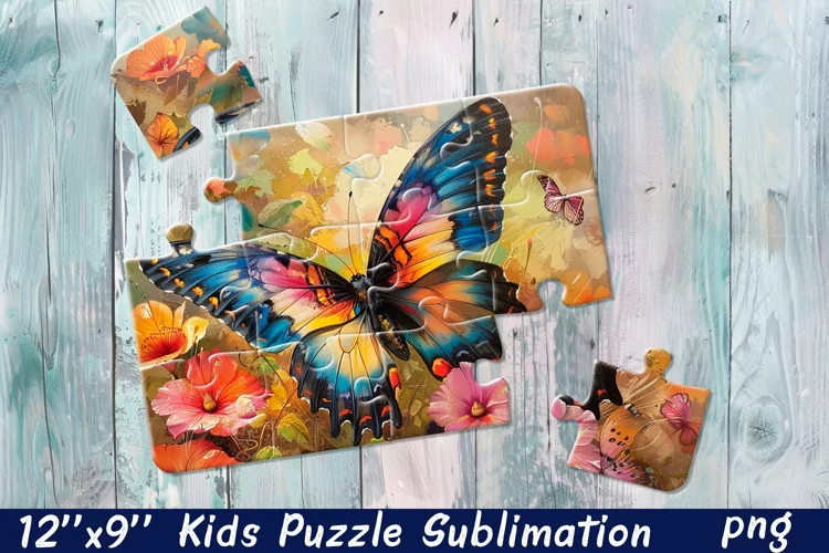 Butterfly in flowers| Summer Flower Sublimation Puzzle