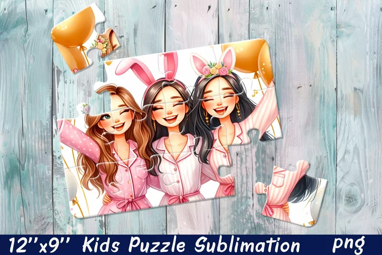 Girlfriends, party Puzzle Design. Girl puzzle sublimation