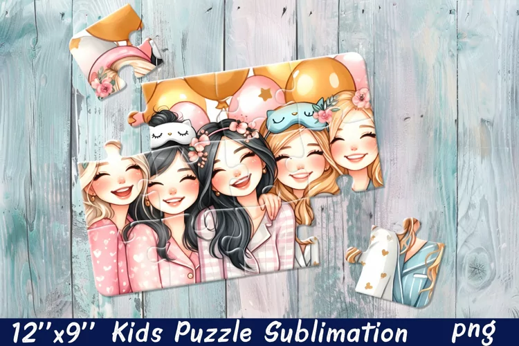 Girlfriends, party Puzzle Design. Girl puzzle sublimation